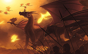 People, Fantasy, Dragons, Flight, Spears HD wallpaper