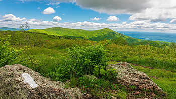 Virginia Vistas along the Appalachian Trail, hills, landscape, clouds, trees, sky, grass, rocks, usa HD wallpaper