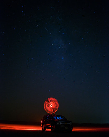 Night, Cars, Shine, Light, Car, Starry Sky, Circle HD phone wallpaper