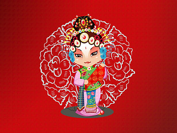 Patterns, Vector, Girl, Costume, Peking Opera, Beijing Opera HD wallpaper