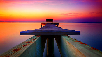 the multicoloured dock, sea, seascapes, pier, beatiful, sky, peaceful, dock, lake HD wallpaper