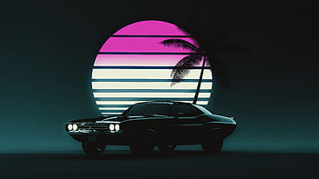 Sunset Glow Neon Retro Ride , artist, artwork, digital-art HD wallpaper