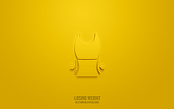 Losing weight 3d icon, yellow background, 3d symbols, Losing weight, health icons, 3d icons, Losing weight sign, health 3d icons HD wallpaper