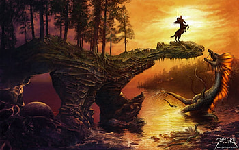 SummonSeeserpent, dragon, knight HD wallpaper