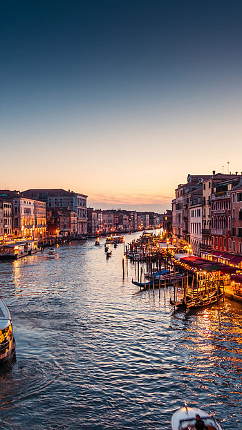 Venice at night, Grand Canal beauty, Architectural marvel, Romantic ambiance HD phone wallpaper