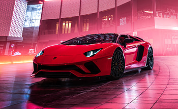 Lamborghini Aventador S Roadster, red car, 2019 HD wallpaper