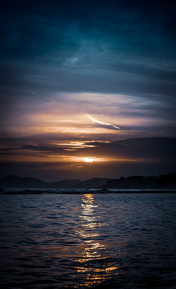 Nature, Water, Sunset, Sea, Horizon, Ripples, Ripple, Darkness HD phone wallpaper