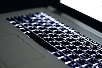 Keyboard laptop letters, Modern office technology, Light portable screen, Simplistic elegance HD wallpaper