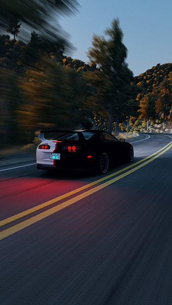 Toyota supra, automotive lighting, supra mk4, nature, black, tree, fh4, white, assetto corsa, sunset, mk4 supra, forza horizon HD phone wallpaper