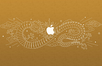 Lunar New Year & Year of the Dragon, technology, Apple Inc., dragon, gold, Chinese New Year HD wallpaper