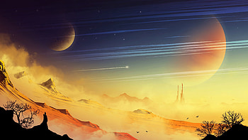 Landscape, Art, Stars, Rocks, Space, Planet, Dust, Cosmic, Extraterrestrial HD wallpaper