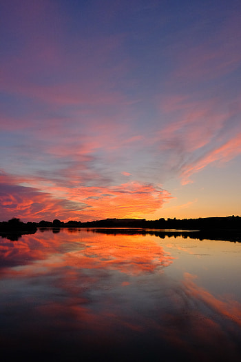 Nature, Water, Sunset, Lake, Reflection HD phone wallpaper