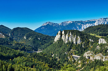 Bridge, mountains, forest, nature HD wallpaper