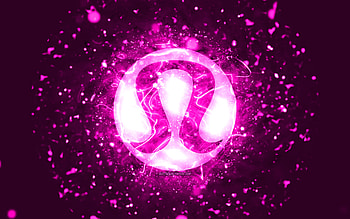 Lululemon Athletica purple logo, , purple neon lights, creative, purple abstract background, Lululemon Athletica logo, brands, Lululemon Athletica HD wallpaper