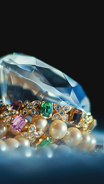 Glittering gemstones, Vibrant colors, Radiant crystals, Mesmerizing jewelry HD phone wallpaper