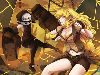 Yang, blonde, anime, fight, girl, rwby, warrior HD wallpaper