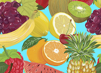 Some fruits, summer, art, tropical, fruit, fruits, food, pineapple HD wallpaper