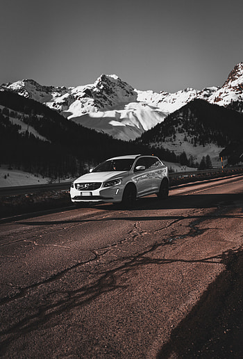 Mountains, Snow, Cars, Road, Car, Machine HD phone wallpaper