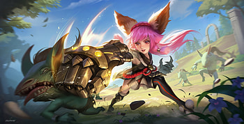 Machina, girl, pink, duck wai, fantasy HD wallpaper