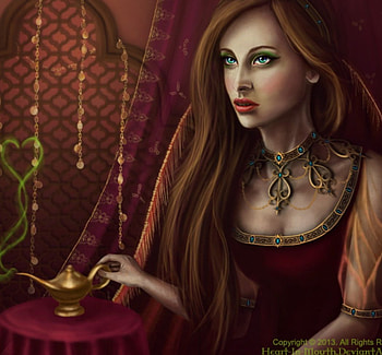 Wishful Thinking, lady, abstract, painting, lamp HD wallpaper