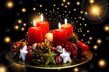 Christmas candles, Apples, New Year, Candles, Lights HD wallpaper