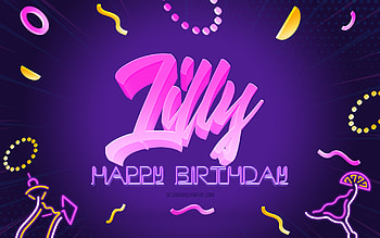 Happy Birtay Lilly, , Purple Party Background, Lilly, creative art, Happy Lilly birtay, Lilly name, Lilly Birtay, Birtay Party Background HD wallpaper