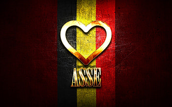 I Love Asse, belgian cities, golden inscription, Day of Asse, Belgium, golden heart, Asse with flag, Asse, Cities of Belgium, favorite cities, Love Asse HD wallpaper