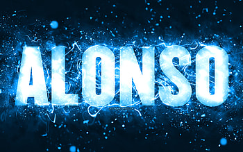 Happy Birtay Alonso, , blue neon lights, Alonso name, creative, Alonso Happy Birtay, Alonso Birtay, popular american male names, with Alonso name, Alonso HD wallpaper