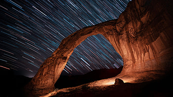 Corona Arch in Moab, Utah, USA, sky, rocks, lights HD wallpaper