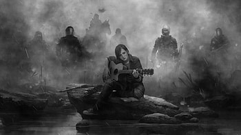 Ellie The Last Of Us Part 2 Guitar Monochrome, the-last-of-us-part-2, the-last-of-us, 2018-games, guitar, monochrome, black-and-white HD wallpaper