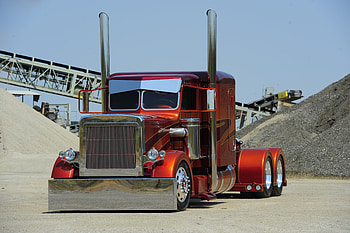1986 Peterbilt, stacks, custom, rig, red HD wallpaper