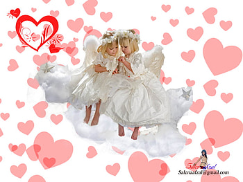 Valentine's, selena, dove, bird, stars, angels, valentines, hearts, clouds, girls HD wallpaper