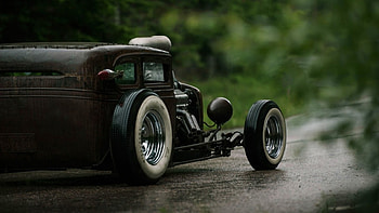 rat rod, rat, road, rod, tree HD wallpaper