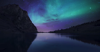 Lake Cyan Calm Water Reflection Northern Lights , northern-lights, aurora, reflection, lake, nature HD wallpaper