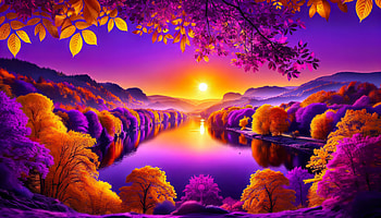 Autumn Sunset Bliss, fall, landscape, river, colorful trees HD wallpaper