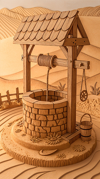 Serene Well: A Tranquil , sculpture, landscape HD phone wallpaper