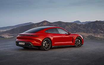 2022, Porsche Taycan GTS, , rear view, exterior, new red Taycan GTS, sports electric cars, German cars, Porsche HD wallpaper