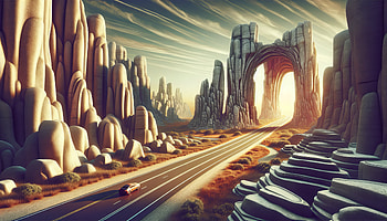 Enchanting Road Trip Through Mystic Lands -, Road Trip, surreal landscape, road, mountain, car HD wallpaper