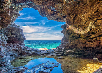 View from a Beach Cave, sea, oceans, beaches, cave, nature, rock HD wallpaper