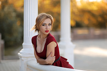 Red Dress Hot Model Depth Of Field, girls, model, dress, depth-of-field HD wallpaper