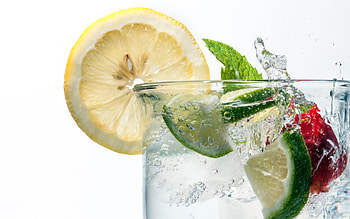 Cocktail, Ice, Glass, Lemon, Fruits HD wallpaper