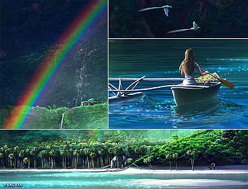 rainbow, kagaya, fantasy, collage HD wallpaper