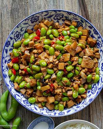 Mushrooms stir fry, Woonheng, Edamame HD phone wallpaper
