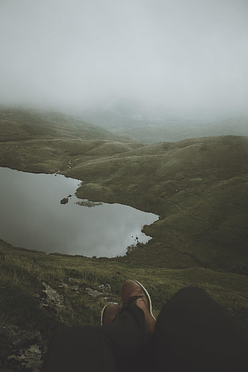 Nature, Lake, Legs, Fog, Hills, Slope HD phone wallpaper
