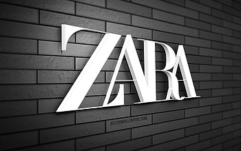 Zara 3D logo, , gray brickwall, creative, brands, Zara logo, 3D art, Zara HD wallpaper