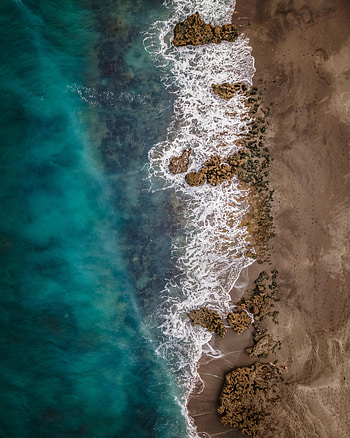 Nature, Water, Sea, Beach, View From Above, Shore, Bank HD phone wallpaper