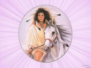 Native Art, artwork, feather, horse, woman HD wallpaper