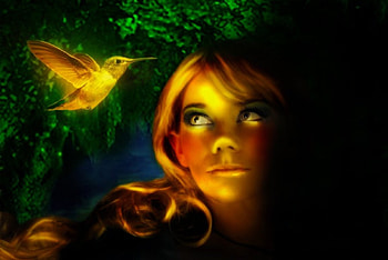Maybe, colorful, magic, bird, glow, art, beautiful, beauty, woman, fantasy, abstract, women HD wallpaper