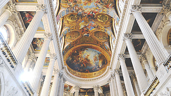 Versailles Palace, Ceiling gold, Marble buildings, France HD wallpaper
