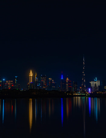 Cities, Water, Night, City, Building, Reflection, Dark, Coast HD phone wallpaper